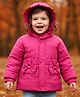 Babyhug Woven Full Sleeves Solid Hooded Padded Jacket With Bow Applique & Detachable Hood - Pink