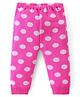 Babyhug Knit Full Length Fleece & Woollen Pant with Polka Dots Print  - Pink & White