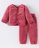 Kookie Kids Full Sleeves Front Open Solid Color Winter Wear Night Suit - Pink