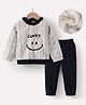 Kookie Kids Full Sleeves Winter Night Suit with Text Embroidery - Grey
