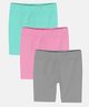 Kiddopanti Pack Of 3 Cycling Solid Shorts - Aqua Blue Baby Pink & Light Grey