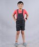 Kiddopanti Sleeveless Solid Denim Dungaree - Grey