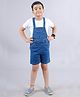 Kiddopanti Sleeveless Solid Denim Dungaree - Medium Blue