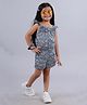 Kiddopanti Frill Sleeves Floral Printed Striped Jumpsuit - Black