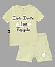 The Peppy Tend Cotton Half Sleeves Dada Dadis Little Rasgulla Text Printed Tee & Shorts Set - Yellow