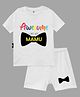The Peppy Tend Cotton Half Sleeves Awesome Like My Mamu Text Printed Tee & Shorts Set - White