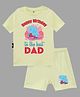 The Peppy Tend  Cotton Half Sleeves Happy Birthday To The Best Dad Text Printed Tee & Shorts Set - Yellow