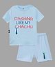 The Peppy Tend Cotton Half Sleeves Dashing Like My Chachu Text Printed Tee & Shorts Set - Blue