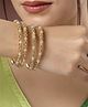 NVR Women Set of 4 Gold-Plated Beads Handcrafted Traditional Bangles - Gold
