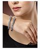 NVR Women Set of 2 Silver-Toned German Silver Floral Oxidised Kada Bangle - Silver