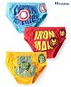 Honeyhap Disney Single Jersey Knit Briefs With Avengers Graphics Pack of 3 - Blue Red & Yellow