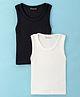 Kanvin Cotton Modal Sleeveless Thermal Vest Pack of 2 - Black & White