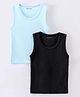 Kanvin Sleeveless Solid Colour Thermal Vests Pack of 2 - Aqua Blue & Black