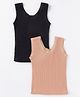 Kanvin Sleeveless Thermal Inner Wear Solid Color Pack of 2 - Black & Cream