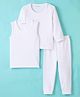 Kanvin Thermal Cotton Solid Colour Full Sleeves Vests with Pajama Pack of 3 - White