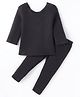 Kanvin Model Knit Full Sleeves  Solid Colour Thermal Pullover Vest & Pant - Black