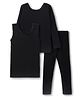 Kanvin Model Knit Full Sleeves  Solid Colour Thermal Pullover Vest & Pant - Black
