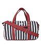 BAD HABIT Off-White, Navy Blue, and Red Striped Duffel Bag - Stylish and Spacious