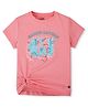 GINI & JONY Cotton Knit Half Sleeves T-Shirt with Text & Leafy Print - Pink