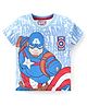 Babyhug Marvel Cotton Knit Half Sleeves T-Shirt With Captain America Print - Light Blue
