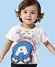 Babyhug Marvel  Cotton Knit Oversized Half Sleeve T-Shirt With  Avengers Graphics - White