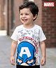 Babyhug Marvel  Cotton Knit Oversized Half Sleeve T-Shirt With  Avengers Graphics - White
