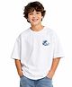 My Milestones Half Sleeves Placement Waves Printed Tee - White
