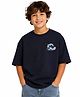 My Milestones Half Sleeves Placement Waves Printed Tee - Navy Blue