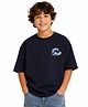 My Milestones Half Sleeves Placement Waves Printed Tee - Navy Blue