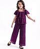 Hola Bonita Layered Sleeves Glittered Pleated  Top & Pant Set - Purple