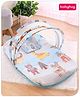 Babyhug Cotton Mattress Set with Mosquito Net Tribal Animal Print- Multicolor