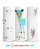 Babyhug Cotton Muslin Multipurpose Swaddle Wraps Pack of 3 Deer Print- Multicolour