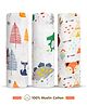 Babyhug Cotton Muslin Multipurpose Swaddle Wraps Pack of 3 Forest Print- Multicolour