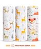 Babyhug Cotton Muslin Multipurpose Swaddle Wraps Animal Print Pack of 3 - Multicolour