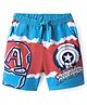 Pinekids Marvel Terry Knit Knee Length Shorts With Avengers Graphics - Blue & Red