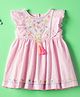 Nauti Nati Frill Sleeves Floral Embroidered Dress - Pink