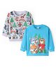 Babyhug Cotton Knit Full Sleeves Sweatshirt With Animal Graphics Pack of 2 - Blue & Light Grey