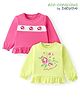 Babyoye 100% Cotton with Eco- Jiva Finish Full Sleeves Rose  Printed Tops with Frill Pack of 2 - Pink & Green