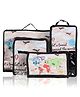 Echo Boomers Wanderlust 4-Piece Travel Organizer Set - Red and Sky Blue Packing Cubes with Global Travel Print
