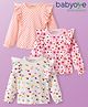 Babyoye  100% Cotton Knit Full Sleeves Top With Eco- Jiva Finish Heart & Floral Print Pack of 3- Multicolor