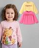 Babyoye  100% Cotton Knit Full Sleeves Tops With Eco- Jiva Finish Giraffe & Text Print Pack of 3 - Lilac Yellow & Pink