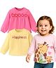 Babyoye  100% Cotton Knit Full Sleeves Tops With Eco- Jiva Finish Giraffe & Text Print Pack of 3 - Lilac Yellow & Pink