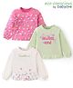 Babyoye 100% Cotton With Eco- Jiva Finish Full Sleeves Tops Hearts & Floral Print Pack of 3 - Green & Pink