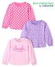 Babyoye 100% Cotton Knit Full Sleeves Tops  with Polka Dots Floral & Text Print Pack of 3 - Light  Pink  & Lilac