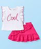 Babyhug Single Jersey Knit Frill Sleeves Top & Skirt Set with Text Print - White or Pink