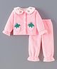 Kookie Kids Full Sleeves Winter Wear Night Suit With Strawberry Applique - Pink