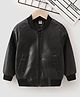 Kookie Kids Full Sleeves Solid Leather Jacket - Black
