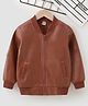Kookie Kids Full Sleeves Solid Leather Jacket - Brown