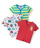 Babyhug 100% Cotton Interlock Knit Half Sleeves Vests with Fruit Print & Stripes Pattern Pack of 3 - Multicolor