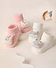 Kicks & Crawl Cotton Pack Of 2 Animal Applique Detailed Crawler Socks - Cream & Pink
